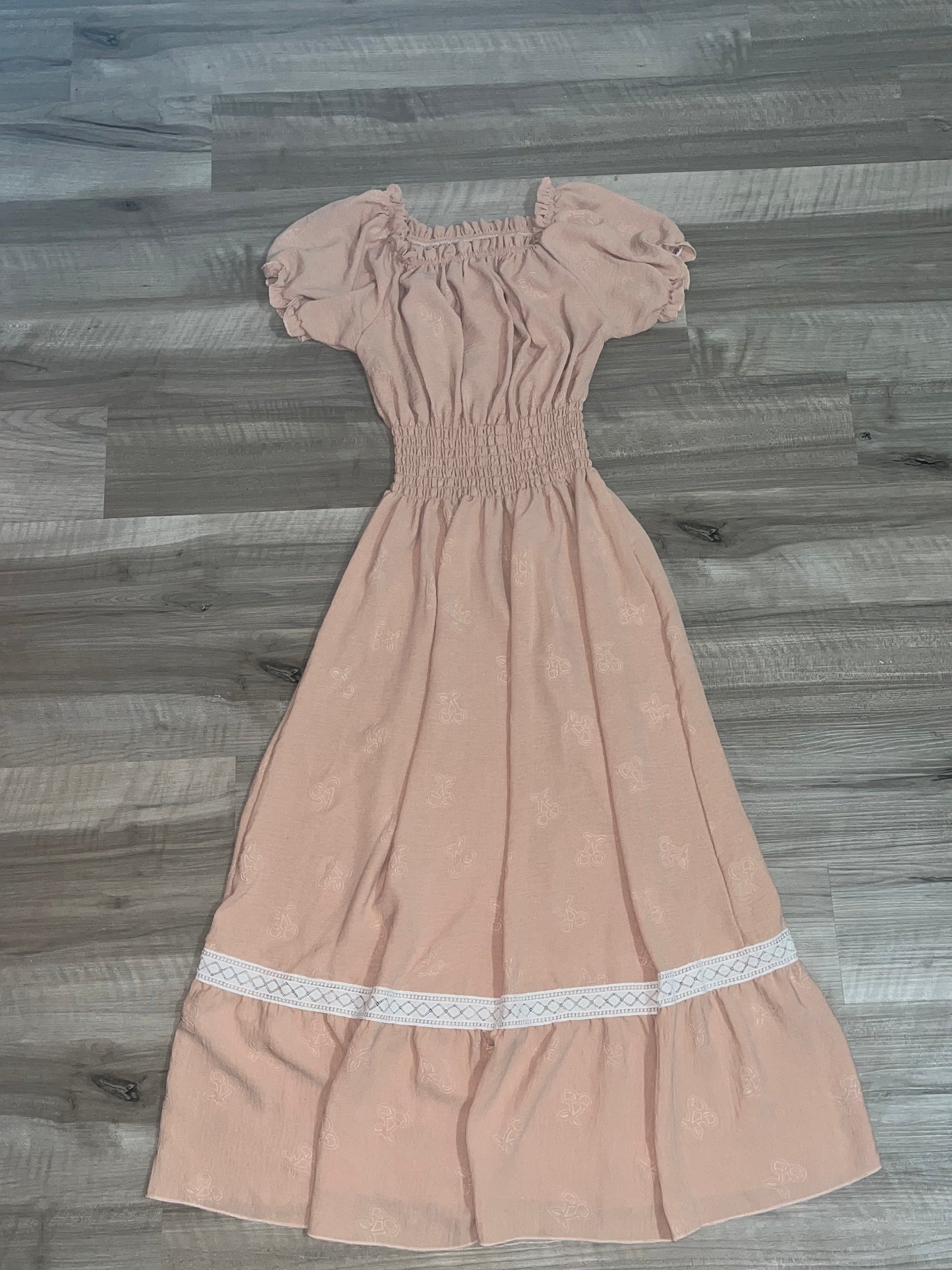Home & Beyond Pink Floral Dress with Lace Sash