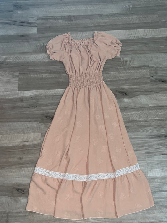 Home & Beyond Pink Floral Dress with Lace Sash